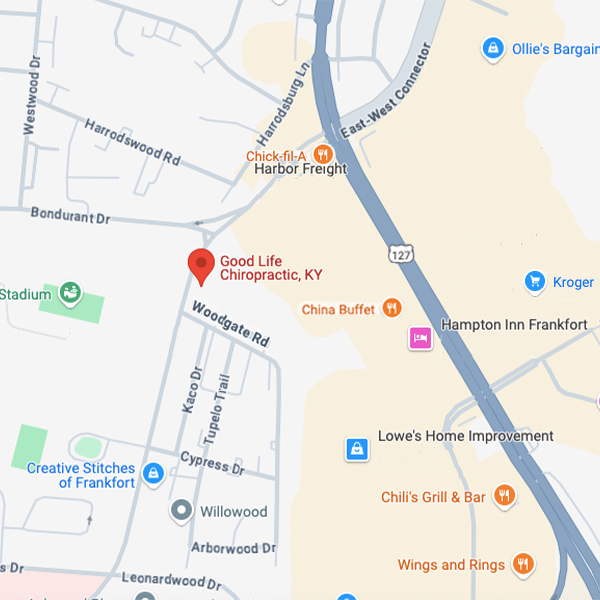 Map to Good Life Chiropractic in Frankfort, Kentucky